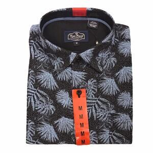 Nat Nast Tropical Silk Shirt Black Blue Medium